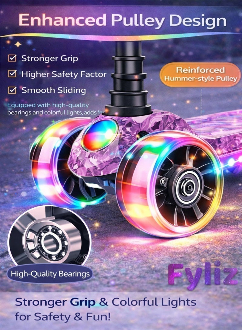 Fyliz Kick Scooter 3-in-1 Folding Flash Wheel 2-12 Year Old Male and Female Baby Can Ride Children's Sliding Wheel - Image 4